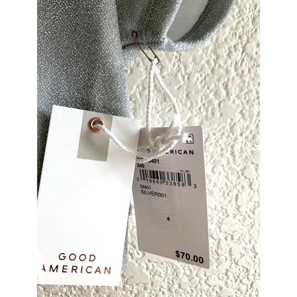 Good American Sparkle Crop Cover-Up Tee in Silver XL NWT - Picture 8 of 10
